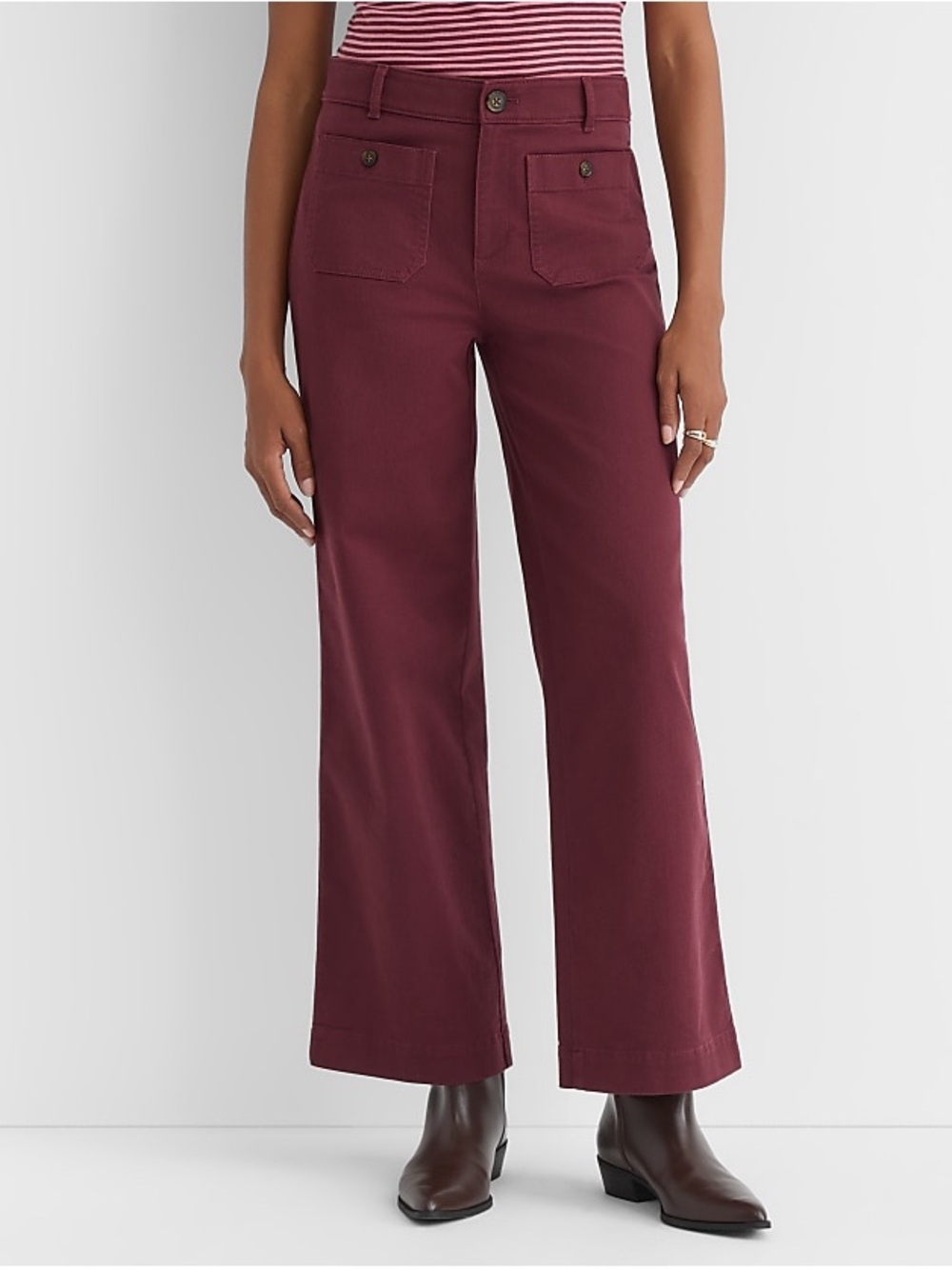 LOFT Wide-Leg Utility Pants in Burgundy Wine